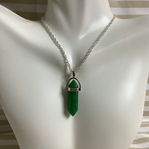 🌙 925 Sterling Silver Chakra Stone Reiki Hexagonal Pendant Necklace